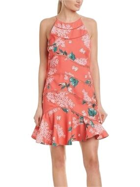 KEEPSAKE the Label Wild Thoughts Coral Floral Halter Mini Dress